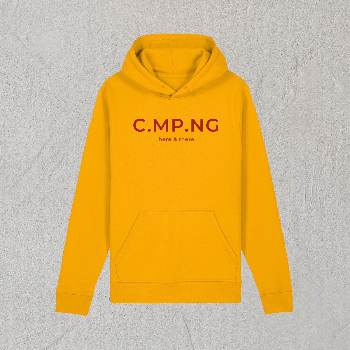 Produktfoto des C.MP.NG Camping Hoodie in dem original design in der Farbe gelb