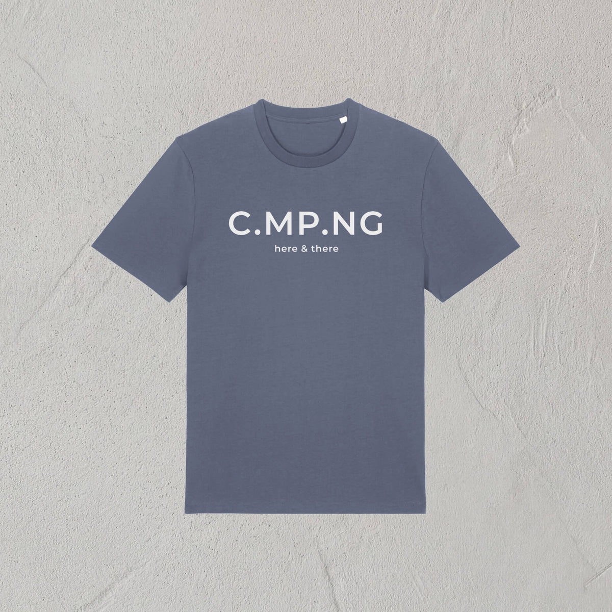 Produktfoto des C.MP.NG Camping Tshirts original in der Farbe grau-blau.